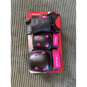 Razor Multi Sport Elbow‎ Knee Pads Wristguards Set 5+ Child Pink Black